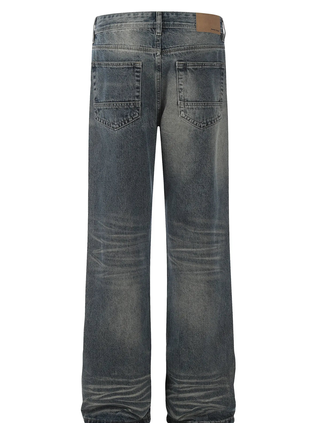 Men's Cat's whisker Washed Distressed Straight Jeans
