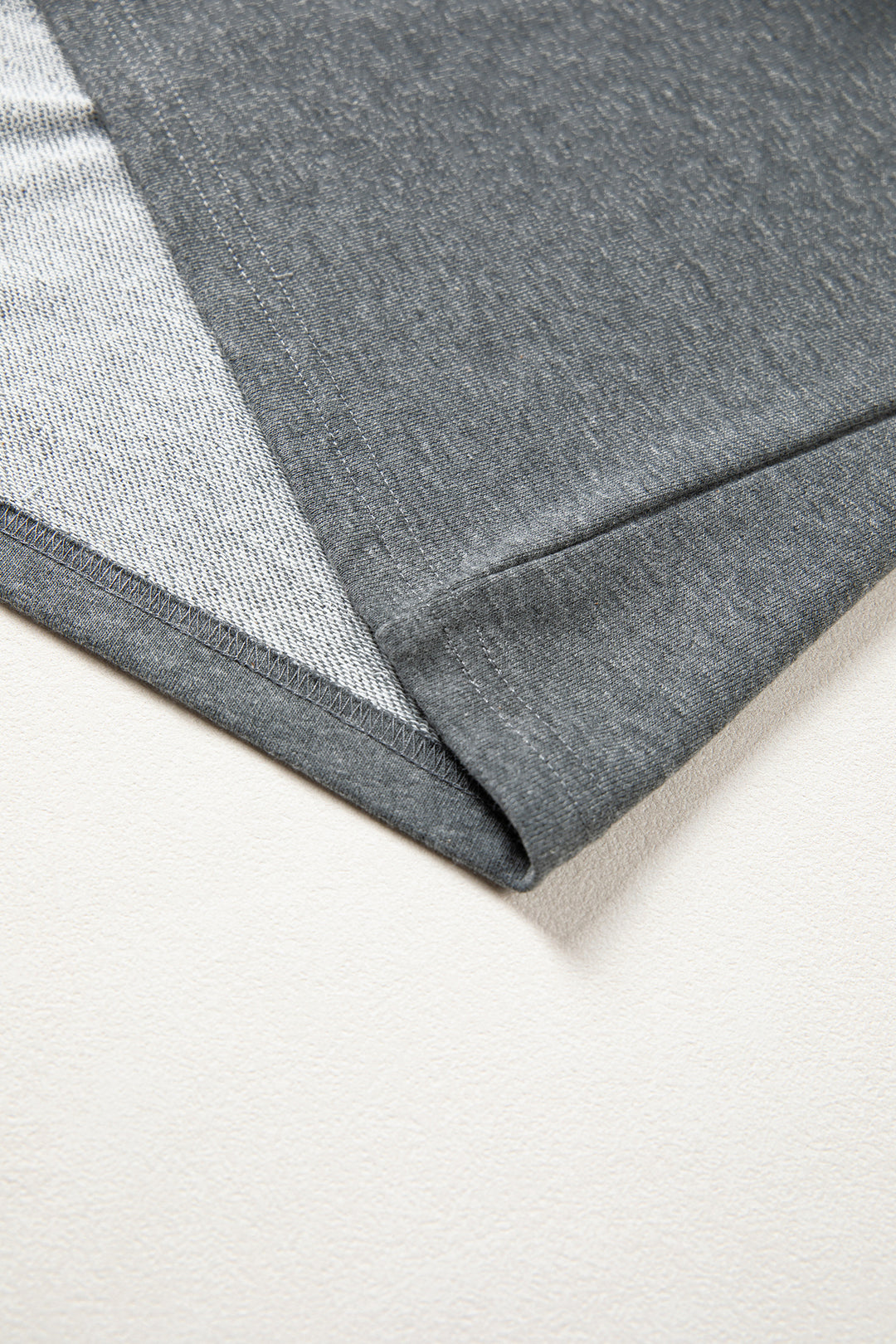 Carbon Grey Denim Color Block Patchwork Shirt Collar Short Sleeve Blouse