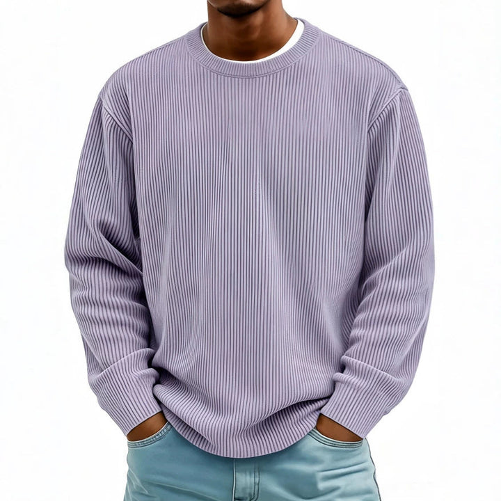 Mens Casual Long-sleeve Crew-neck Corduroy Sweatshirt