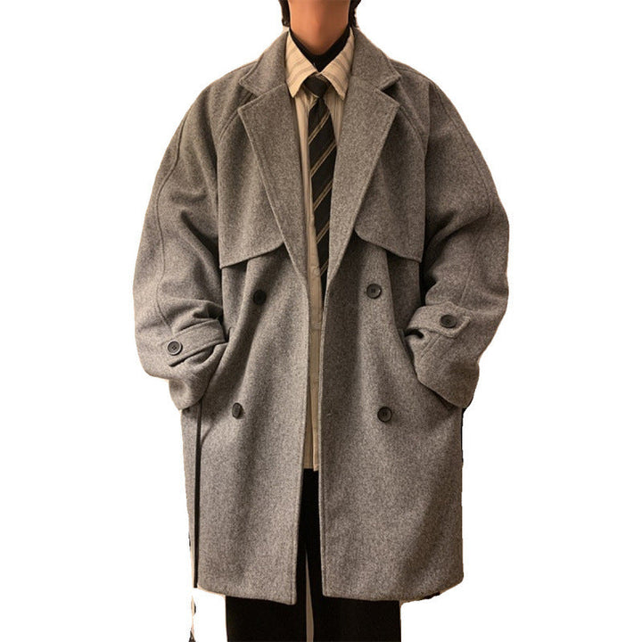 Mens Mid-length Wool Coat With Extra Padding For A Premium Over-the-knee Look