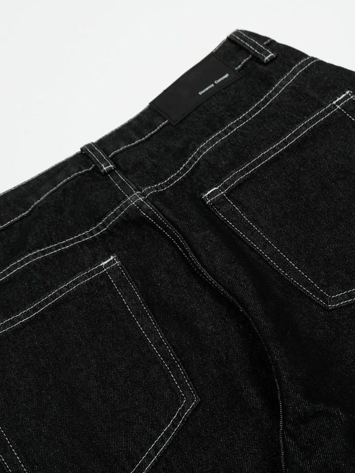 Men's Wide-Leg Contrast Stitch Jeans
