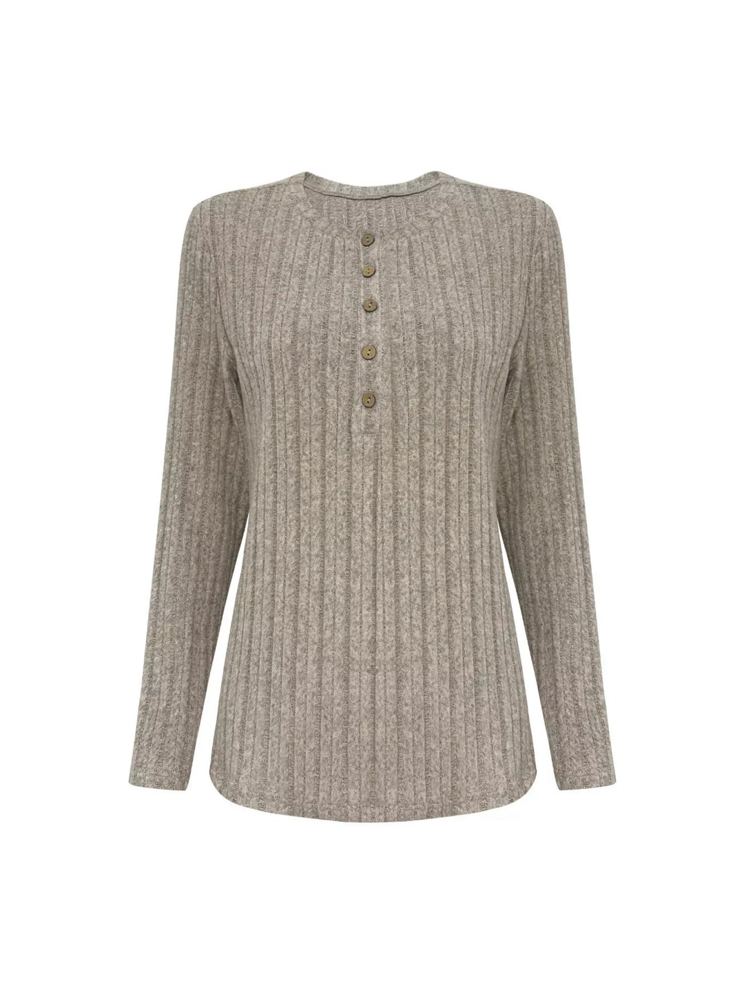 Plus Size Ribbed Knit Button-Front Top and Pants Set