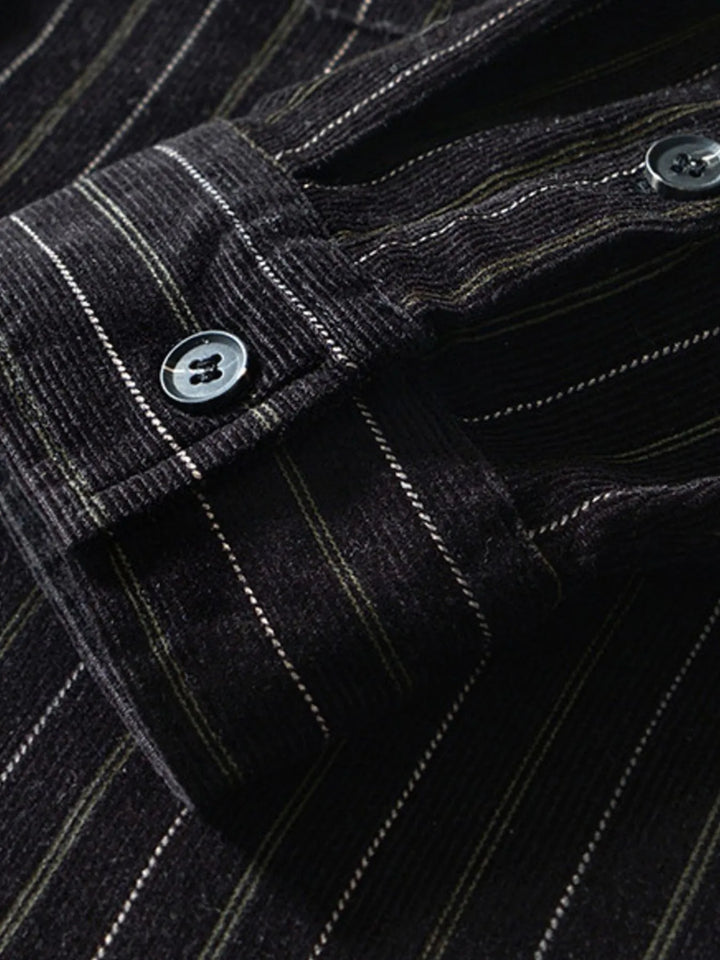 Men's Plus Size Striped Button Up Long Sleeve Shirt
