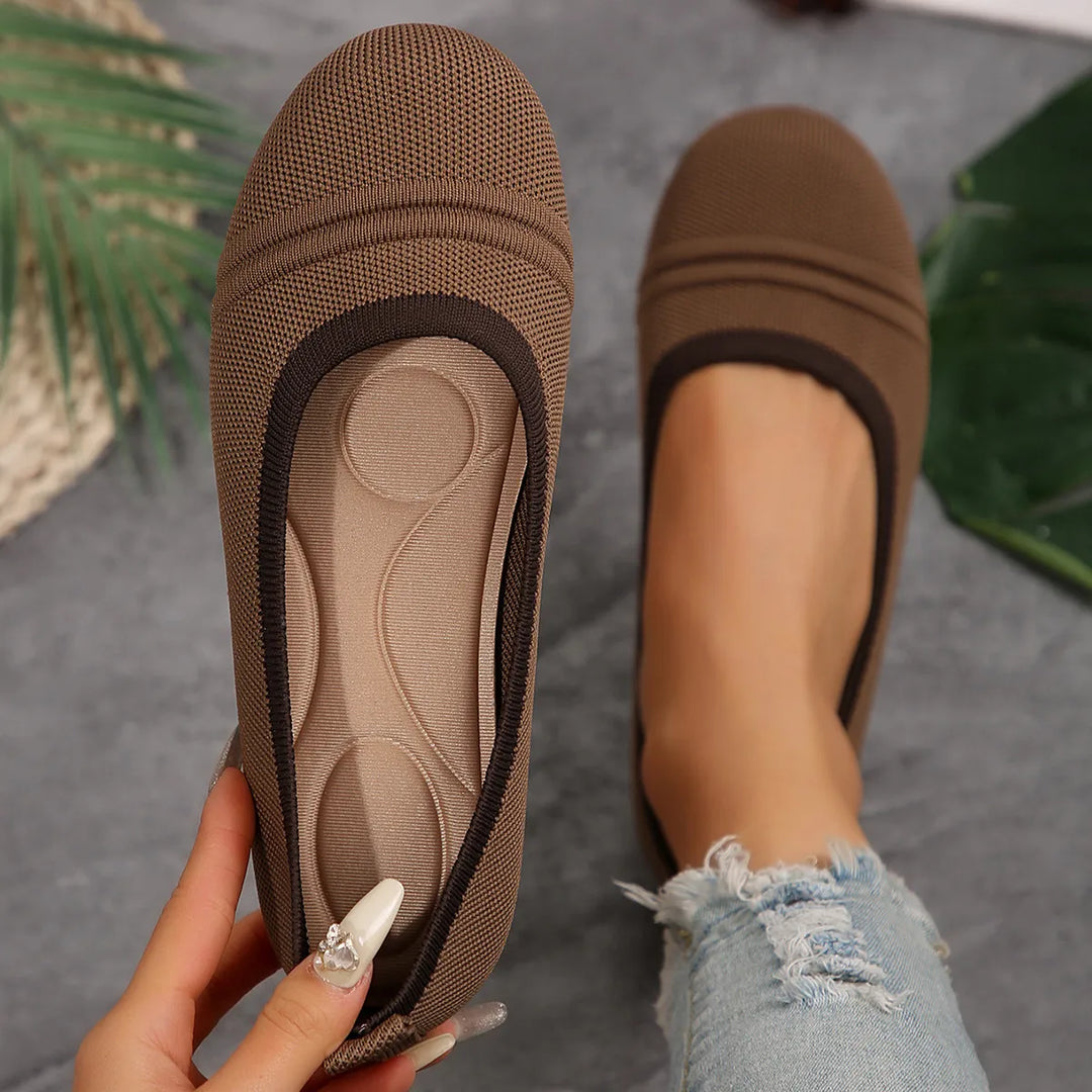 Mesh Round Toe Flat Slip-Ons
