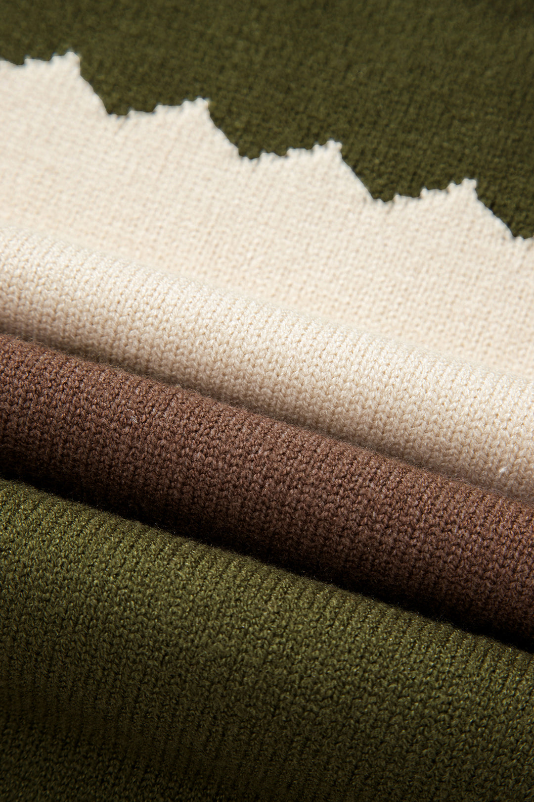 Brown Colorblock Crew Neck Drop Shoulder Sweater