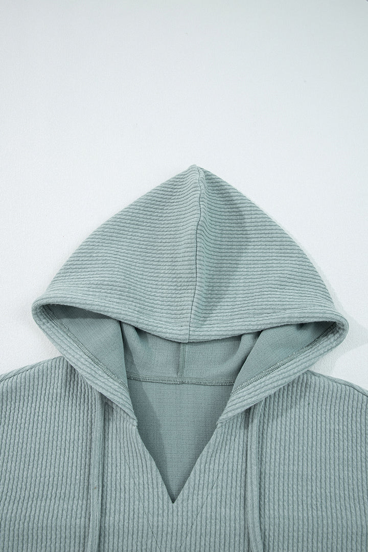 Clearly Aqua Ribbed Drop Shoulder Knit Hoodie