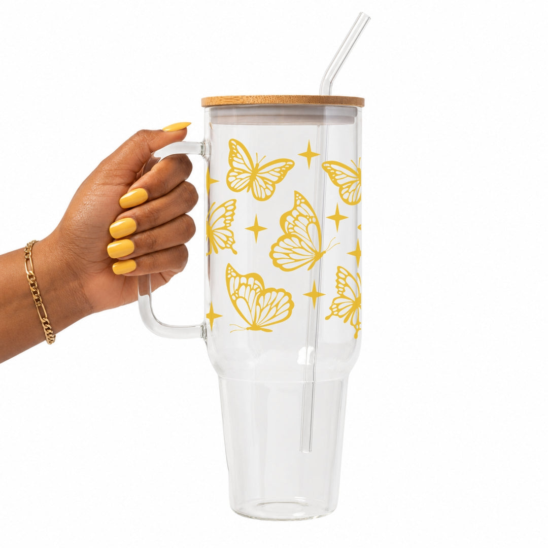 Butterfly Garden Glass Cup