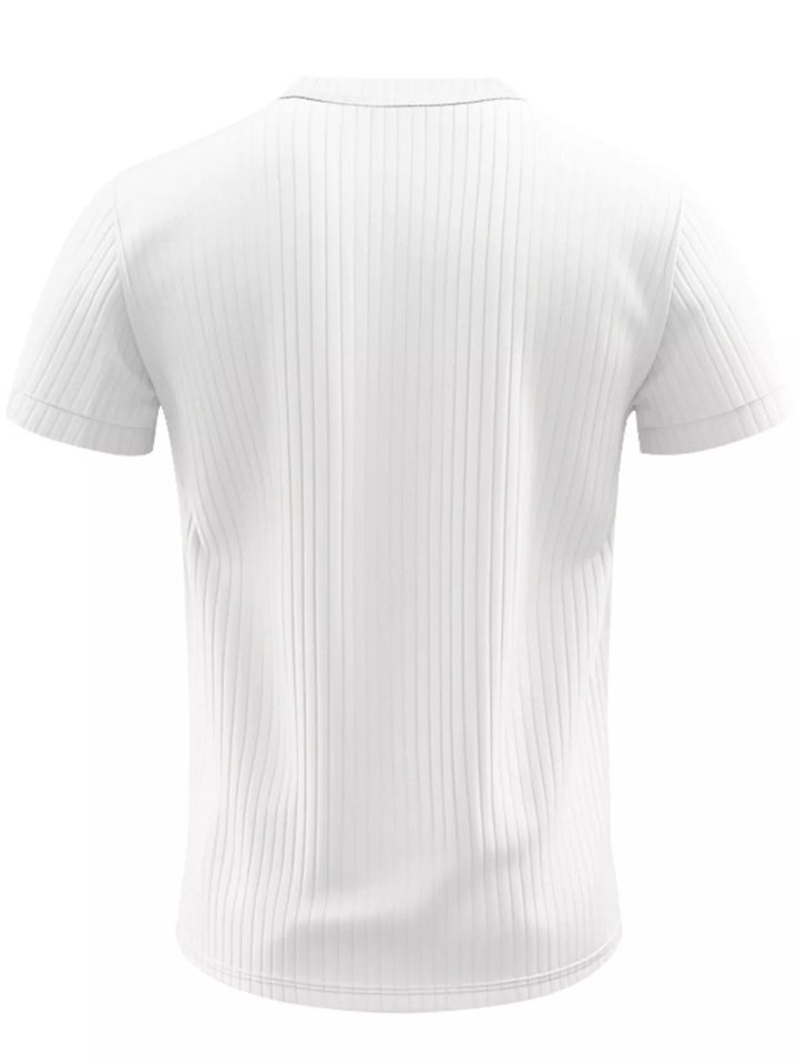 Men's Full Size Casual Ribbed Henley T-Shirt Plus Size