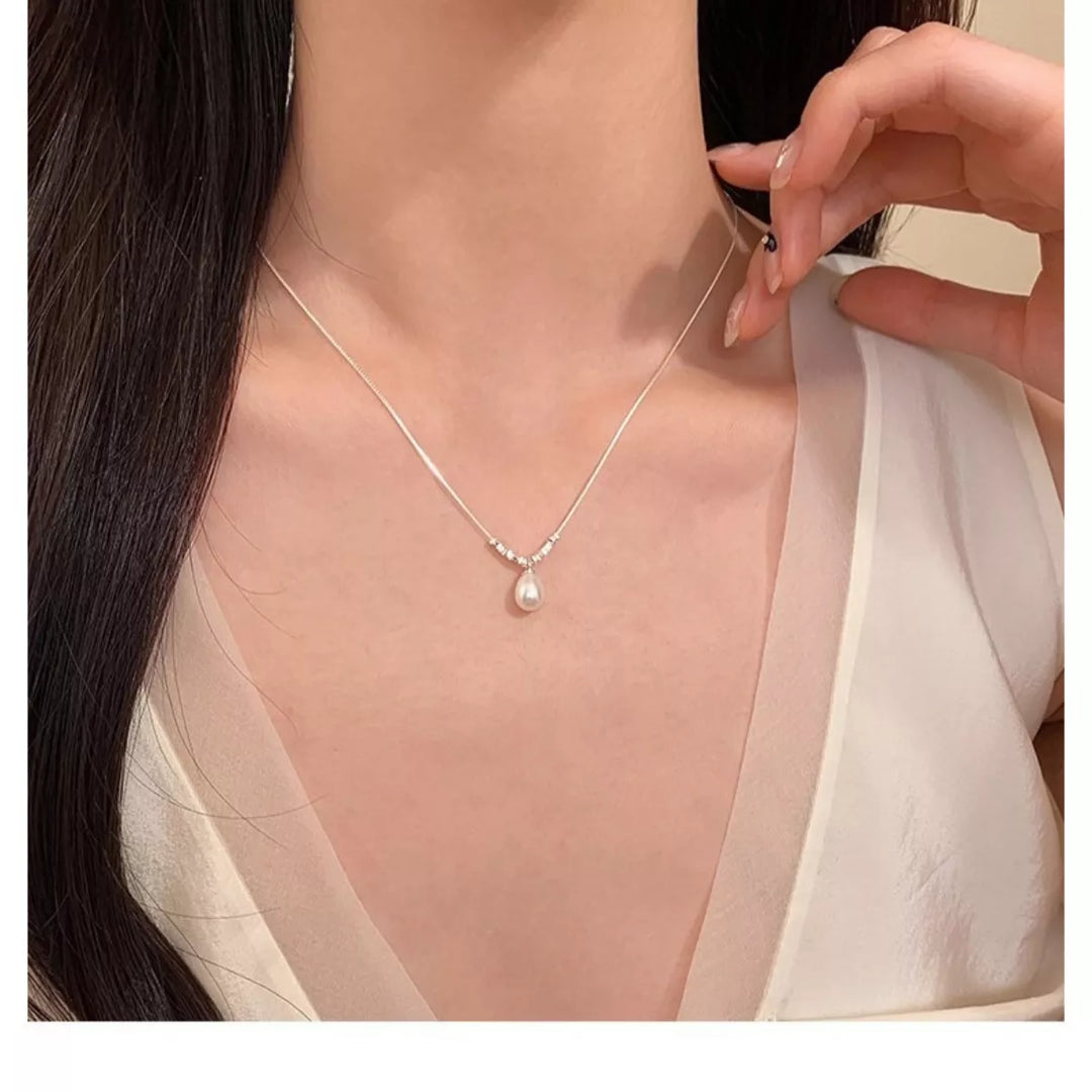 925 Sterling Silver Pearl Drop Necklace