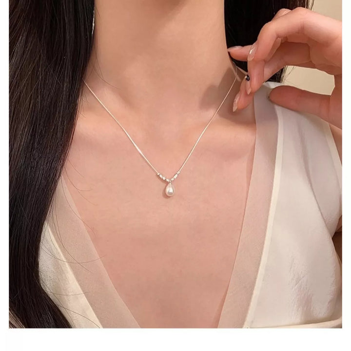 925 Sterling Silver Pearl Drop Necklace