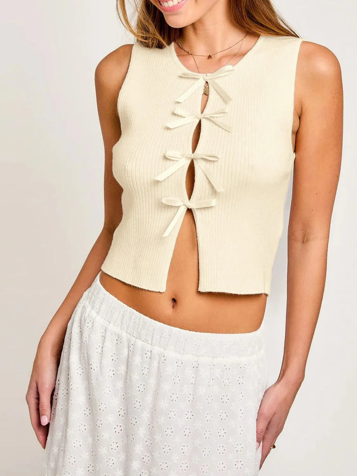 Bow Round Neck Cropped Tank
