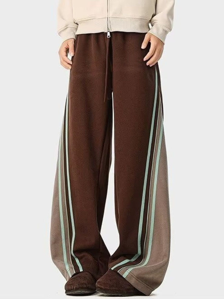 Men's Plus Size Striped Drawstring Wide Leg Casual Pants