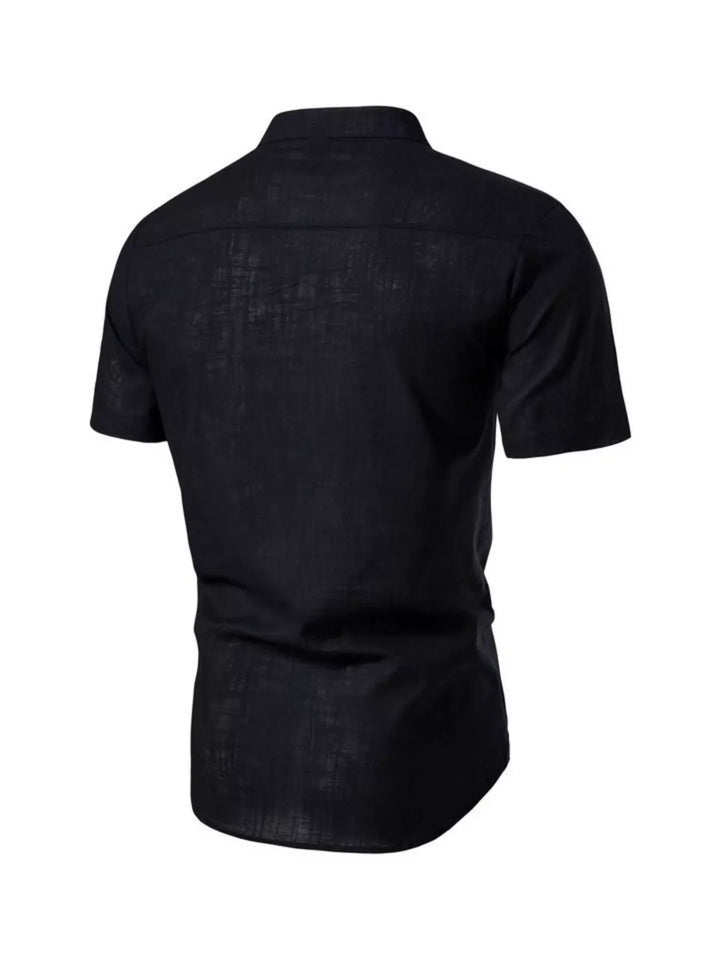 Men's Plus Size Mandarin Collar Short Sleeve Shirt