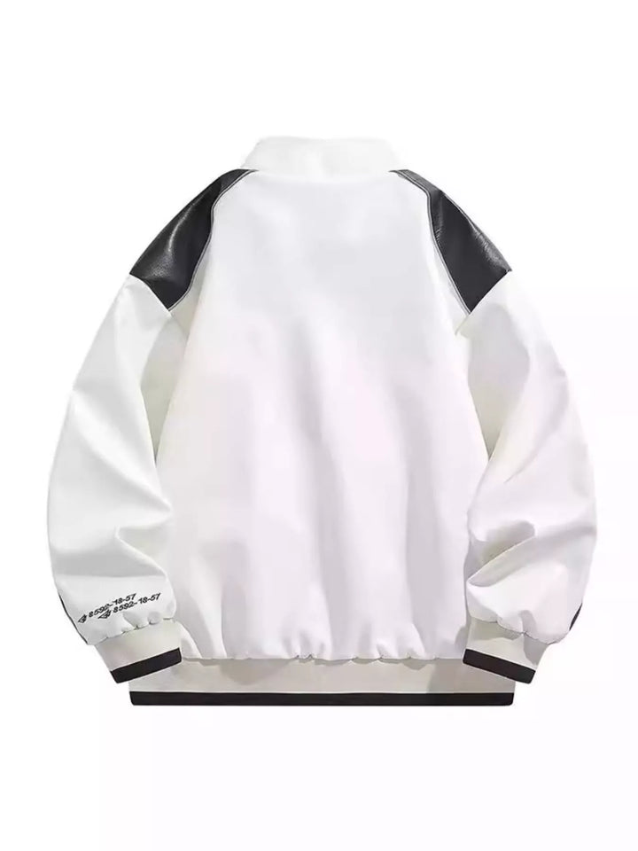 Men's Plus Size Zip Up Contrast Long Sleeve Jacket