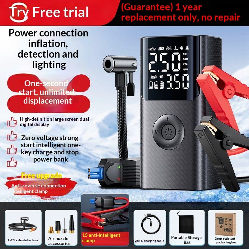 Portable Car Battery Starter With Air Pump