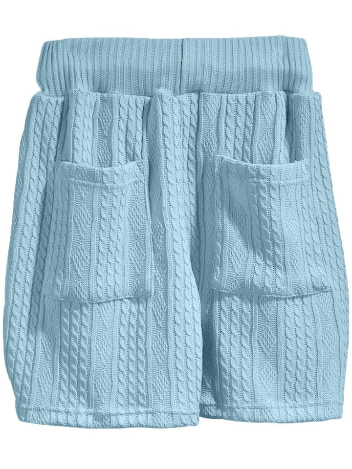 Men's Full Size Casual Knit V-Neck Short Sleeve Top and Shorts Set Plus Size