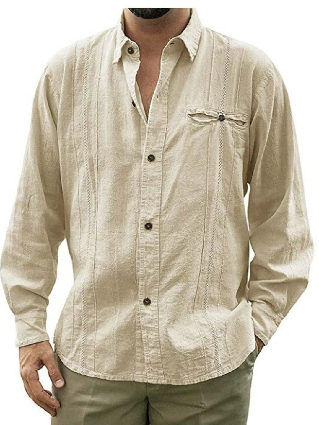 Men's Plus Size Button Up Long Sleeve Shirt