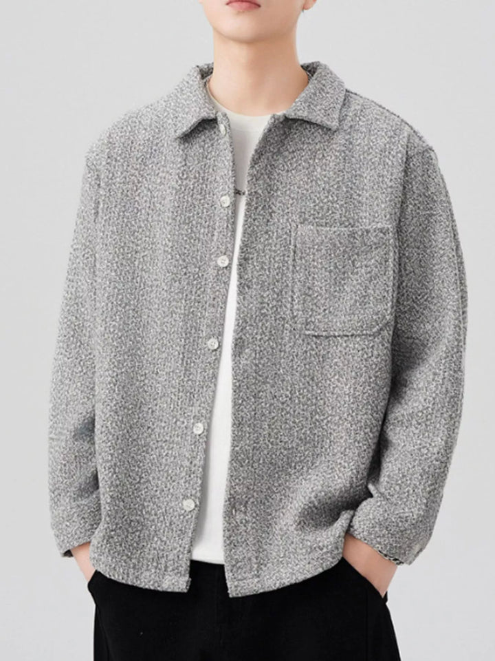 Men's Plus Size Button Up Long Sleeve Shacket