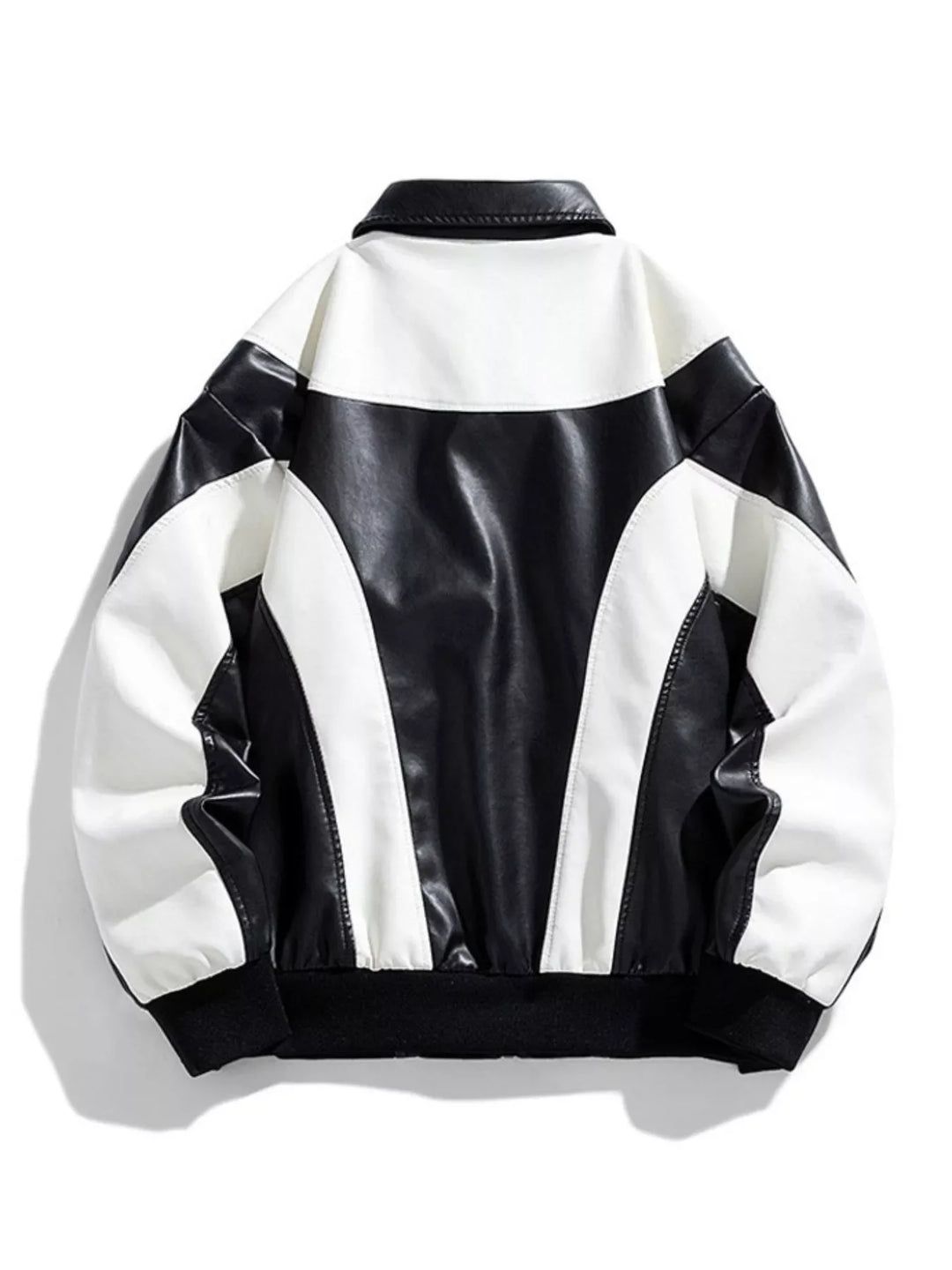 Men's Two-Tone Retro Style Faux Leather Jacket