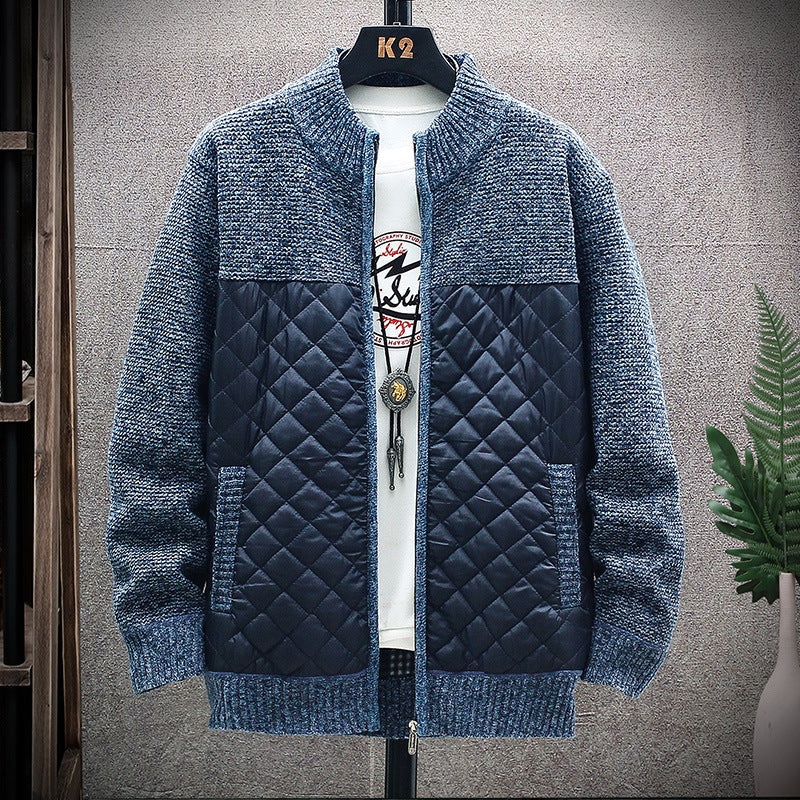 Plush and thick stitched sweater jacket