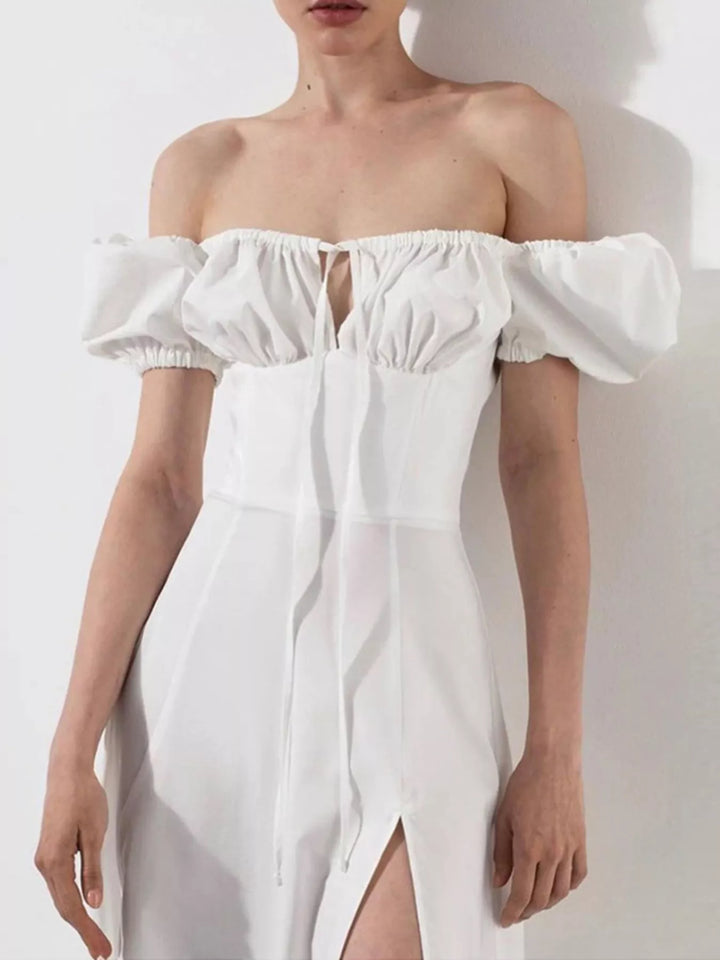 Full Size Slit Short Sleeve Midi Dress Plus Size