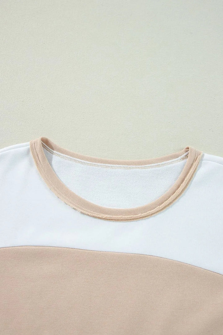 Color Block Patchwork Side Split Tunic T Shirt