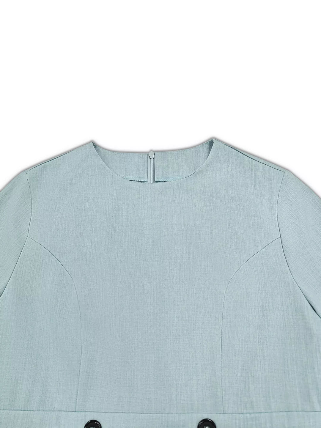 A-Line Decor Button Long Sleeve Dress