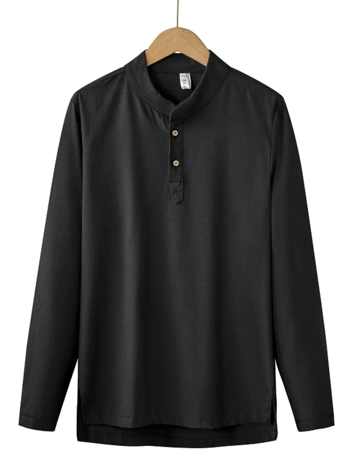 Men's Plus Size Button Detail Long Sleeve Blouse