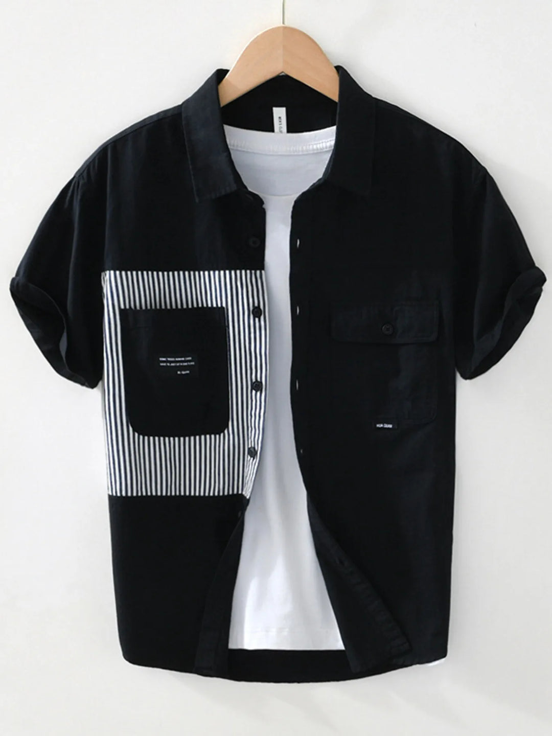 Men's Striped Button Front Short Sleeve Shirt