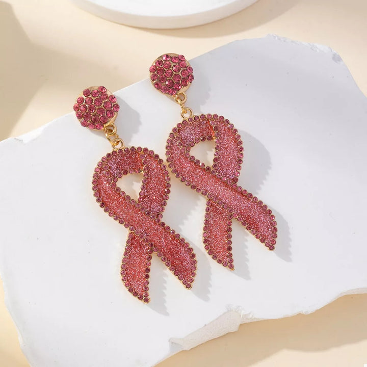 Rhinestone Ribbon Drop Earrings