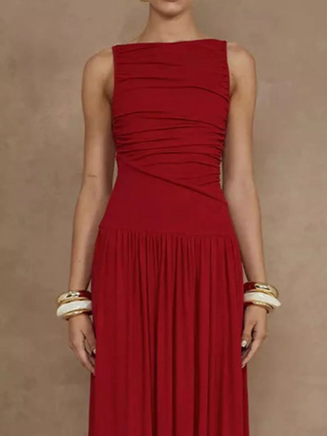 Ruched Sleeveless Maxi Dress