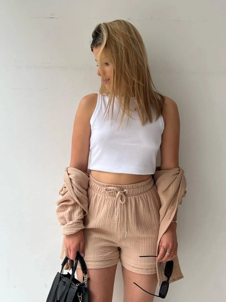 Button Up Shirt and Shorts Set