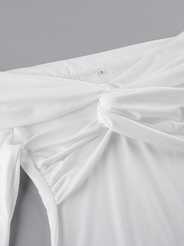 Twist Front Off-Shoulder Long Sleeve Top