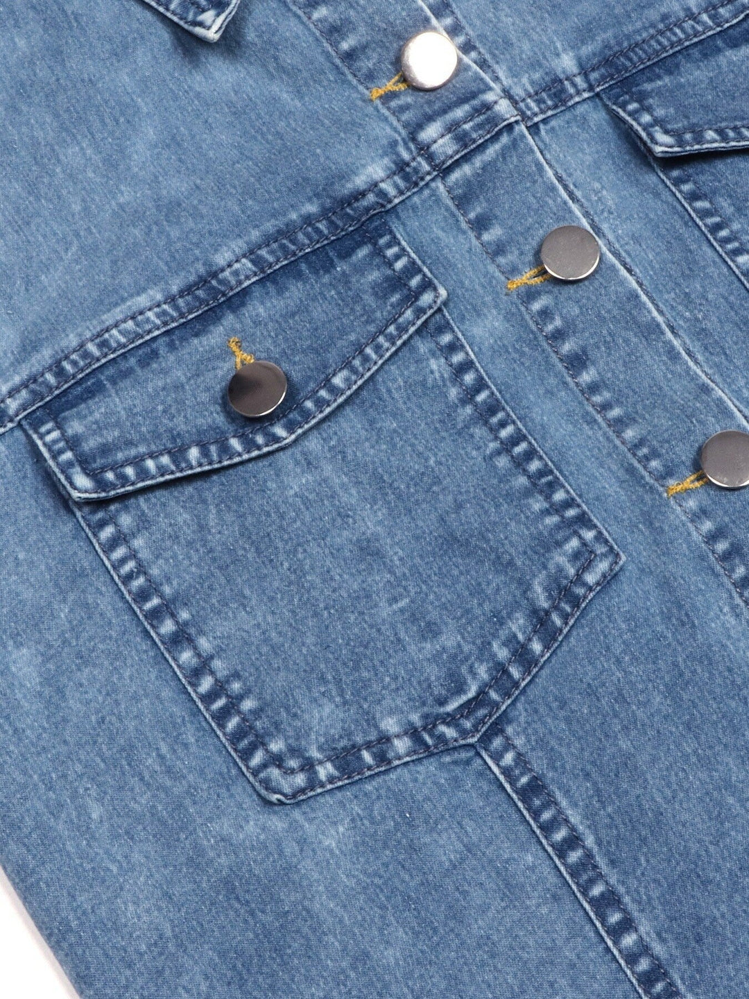 Halter Neck Button-Front Denim Dress