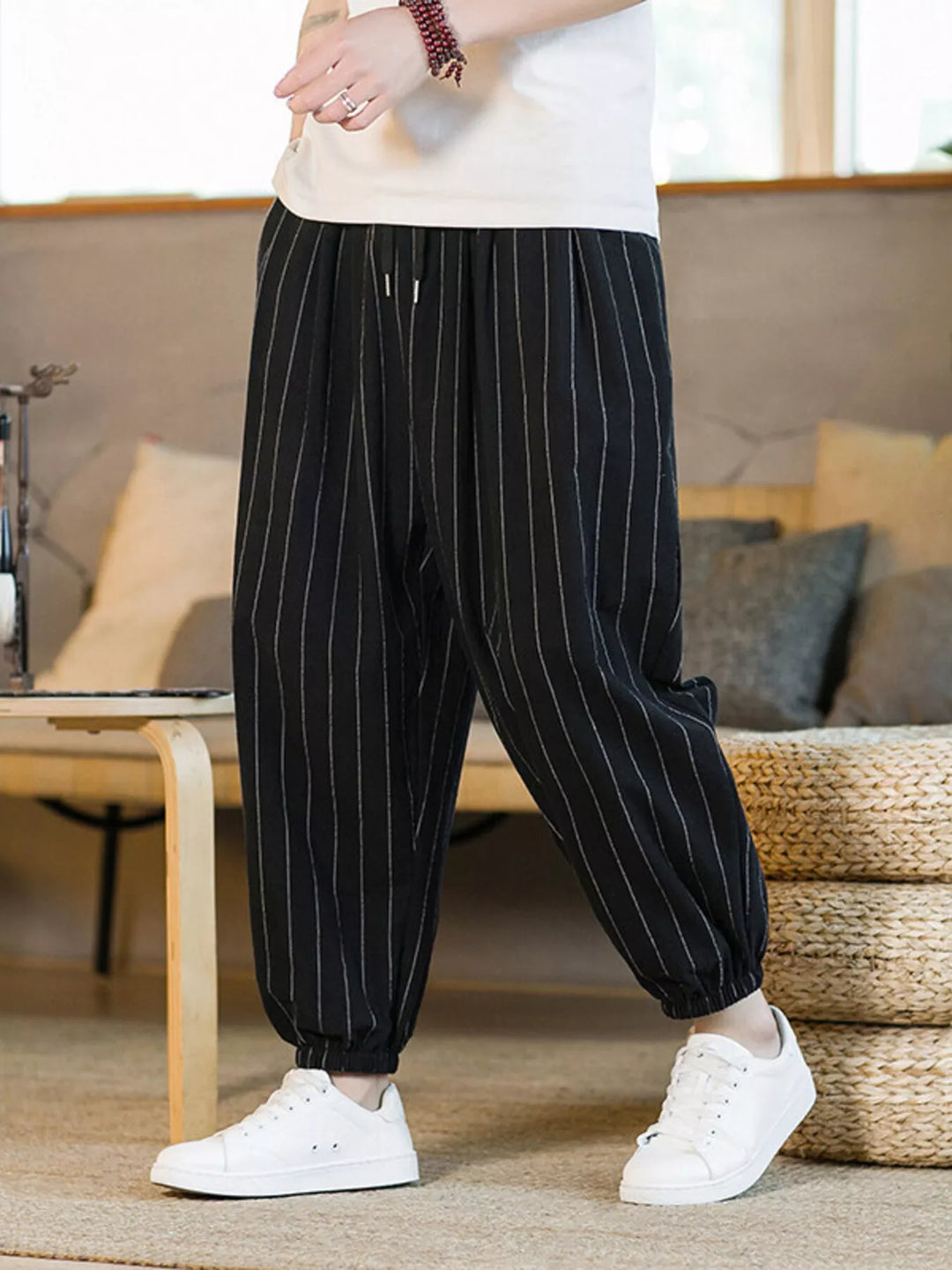 Men's Plus Size Striped Harem Pants