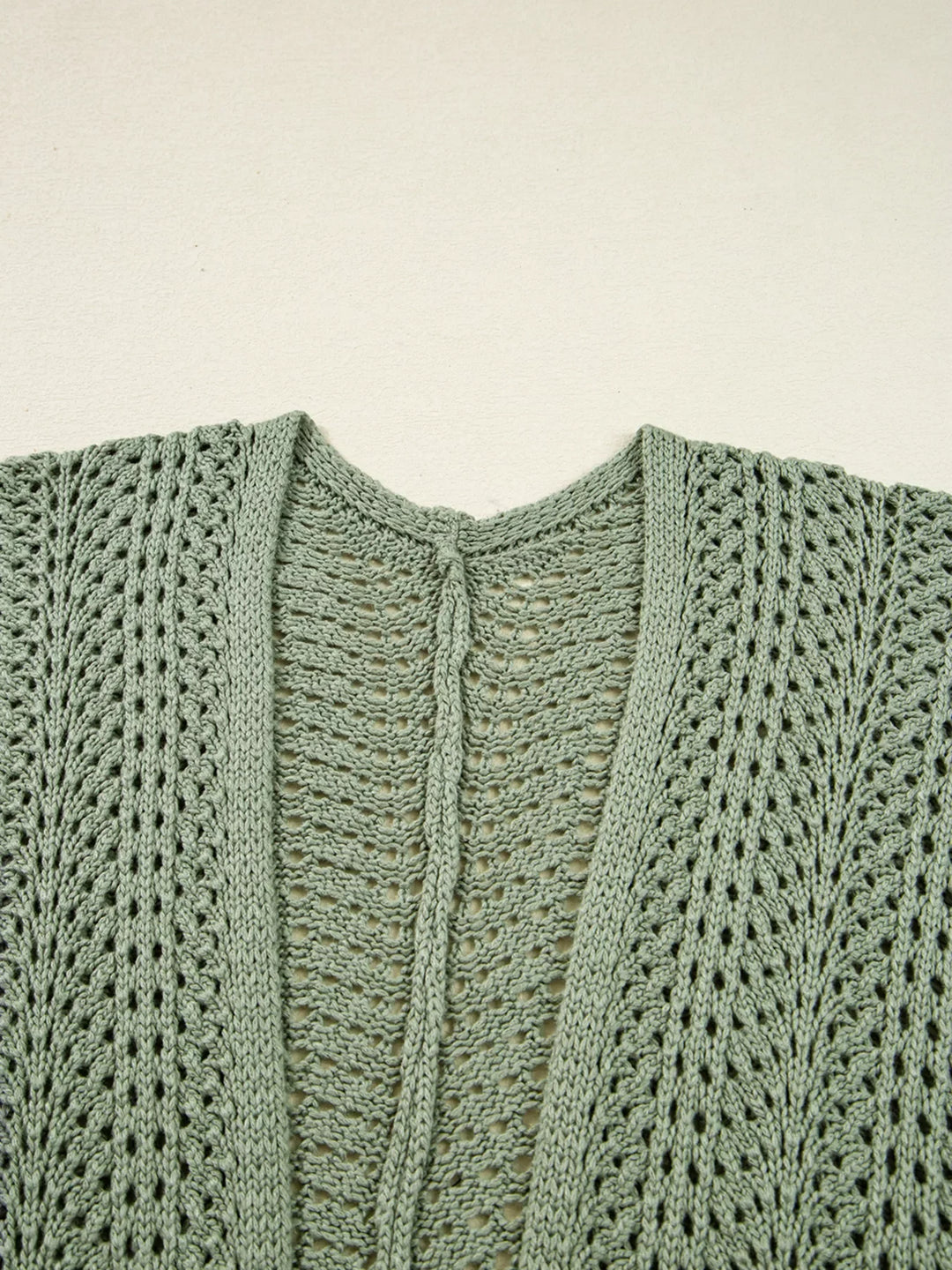 Scalloped Edge Eyelet Knit Batwing Sleeve Cardigan