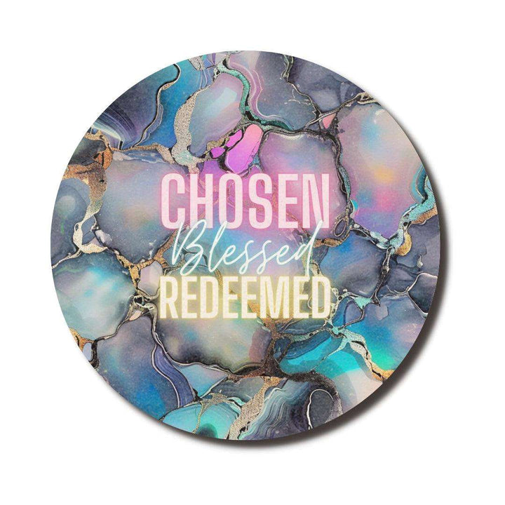 Chosen Blessed Redeemed — SoulScript Circle Mouse Pad