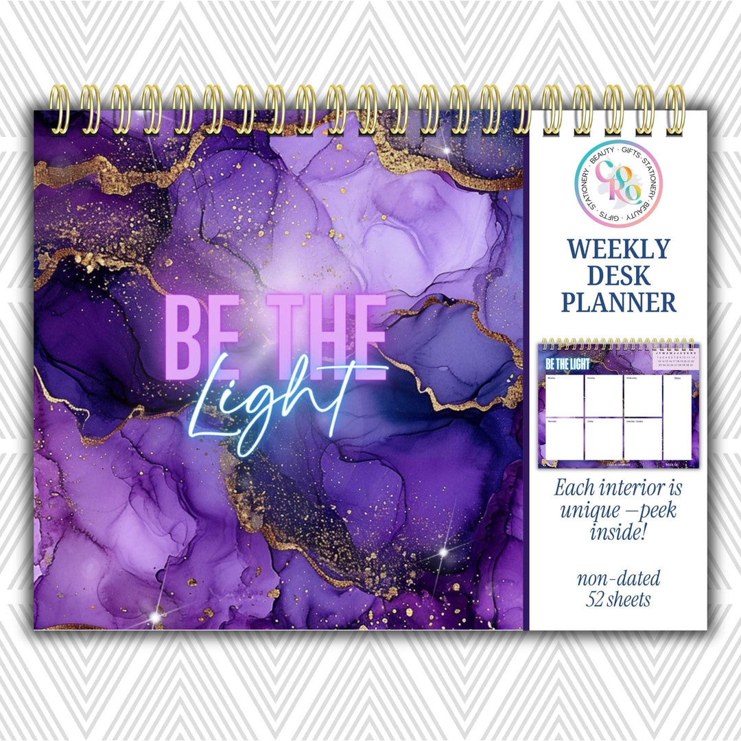 Be The Light Weekly Desk Planner | Undated Self-Love Weekly Planner