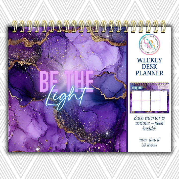 Be The Light Weekly Desk Planner | Undated Self-Love Weekly Planner
