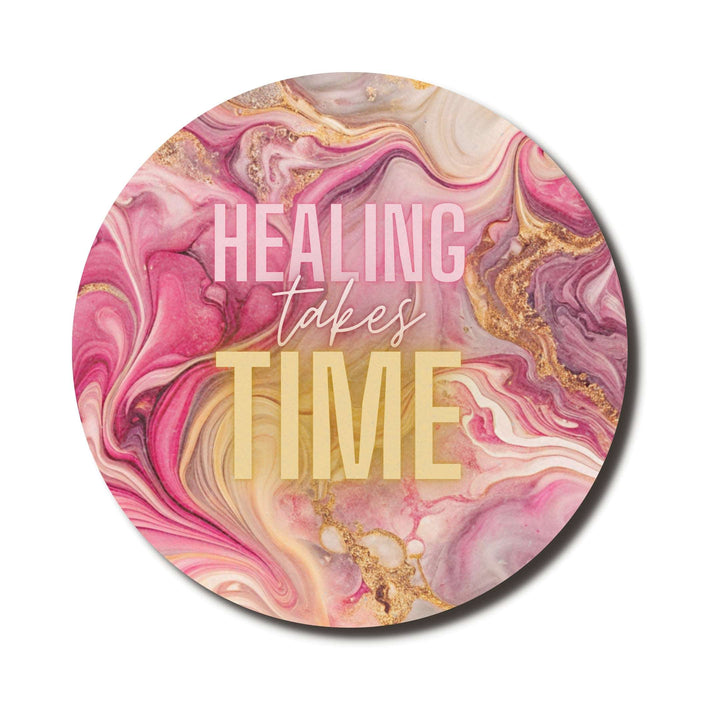 Healing Takes Time — SoulScript Circle Mouse Pad
