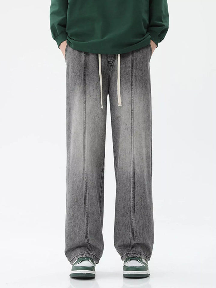 Men's Full Size Wash Wide Leg Jeans Plus Size