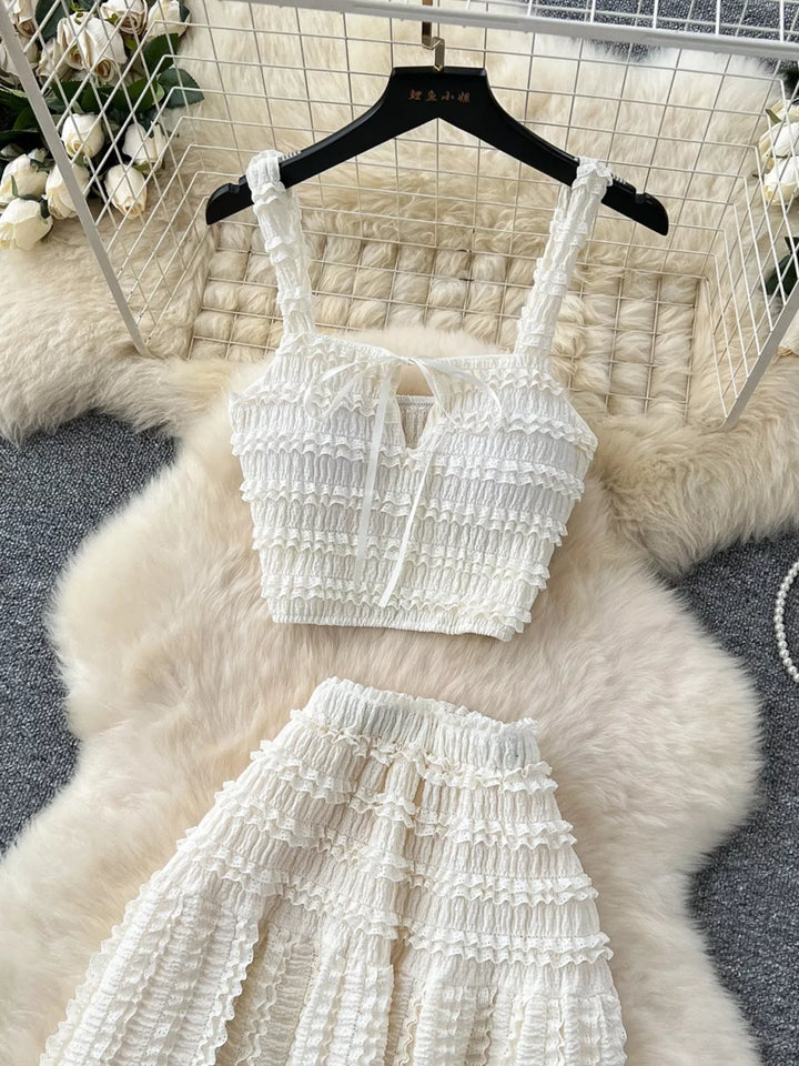 Ruched Crop Top and Maxi Skirt Set