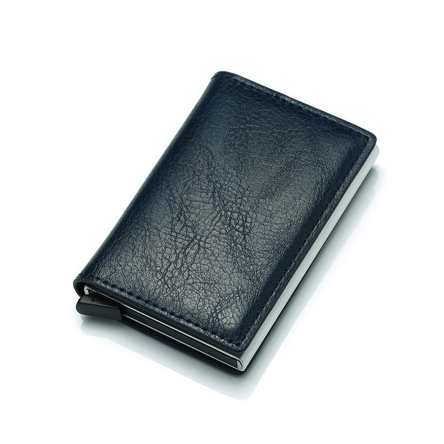 PU Leather Credit Holder Business Money Cash Card Package RFID Wallet Automatic Aluminum Alloy Card Men Bag