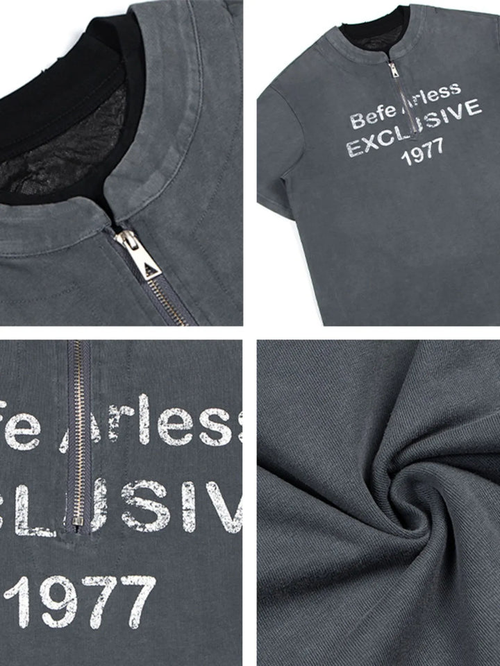 Men's Quarter Zip Short Sleeve T-Shirt