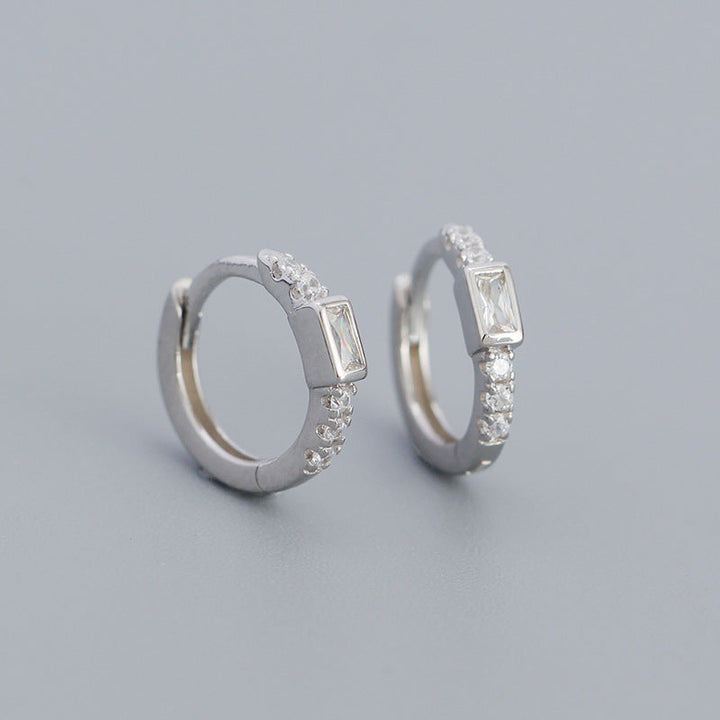 925 Sterling Silver Instagram-style High-end Diamond-studded Hoop Earrings