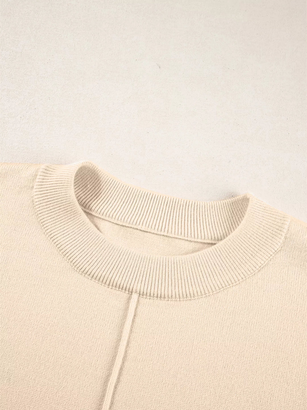 Front Center Seam Drop Shoulder Solid Sweater