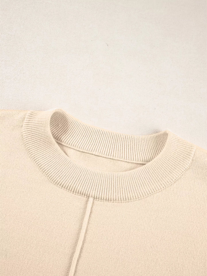 Front Center Seam Drop Shoulder Solid Sweater