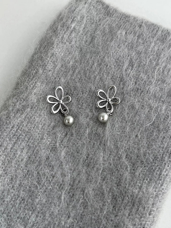 Flower Pearl Drop Earrings