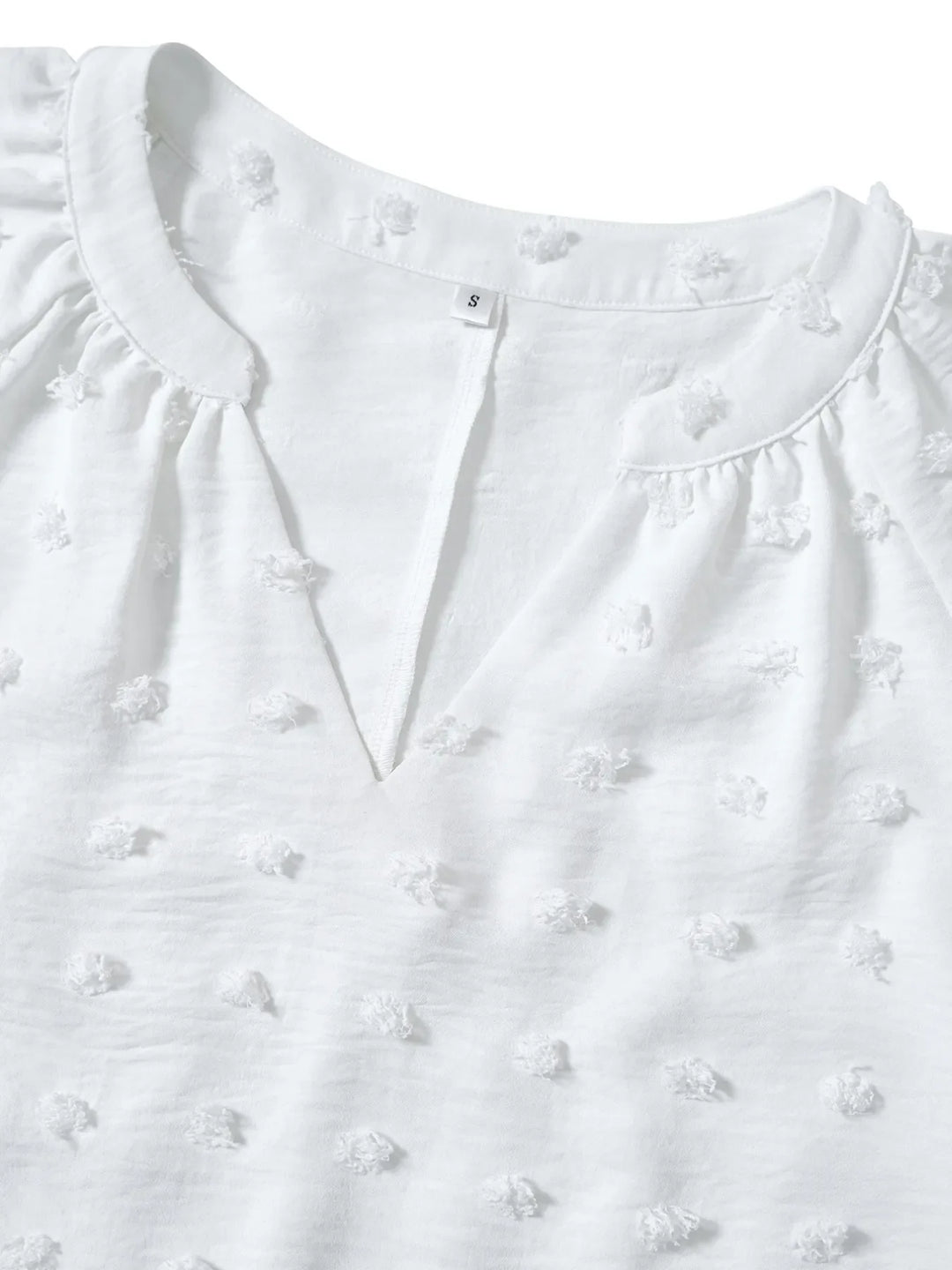 Swiss Dot Notched Half Se Blouse
