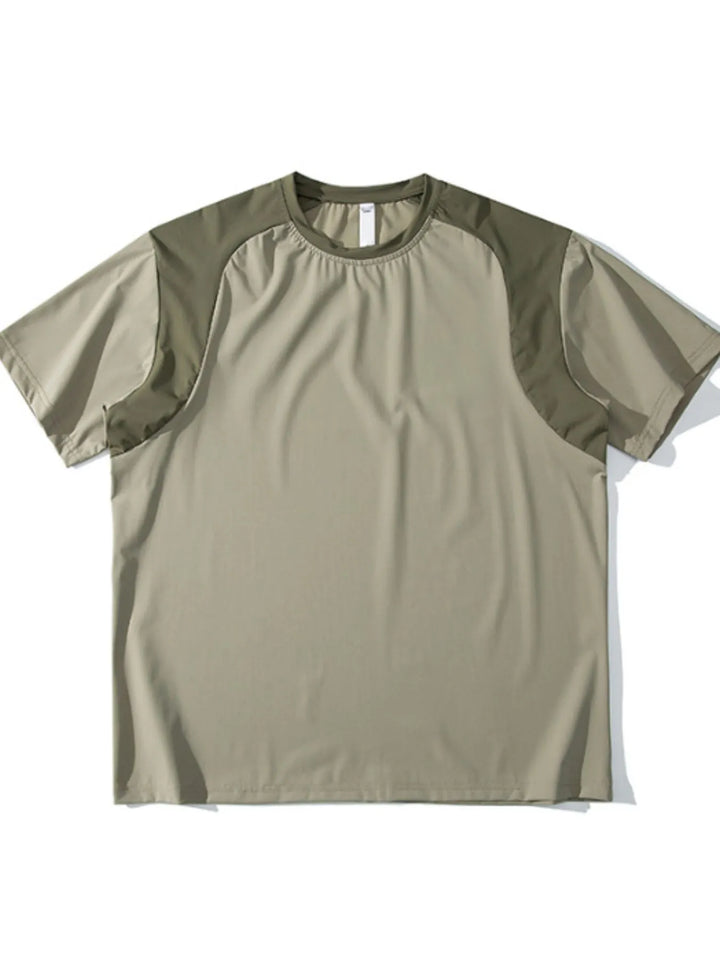 Men's Contrast Round Neck Short Sleeve T-Shirt